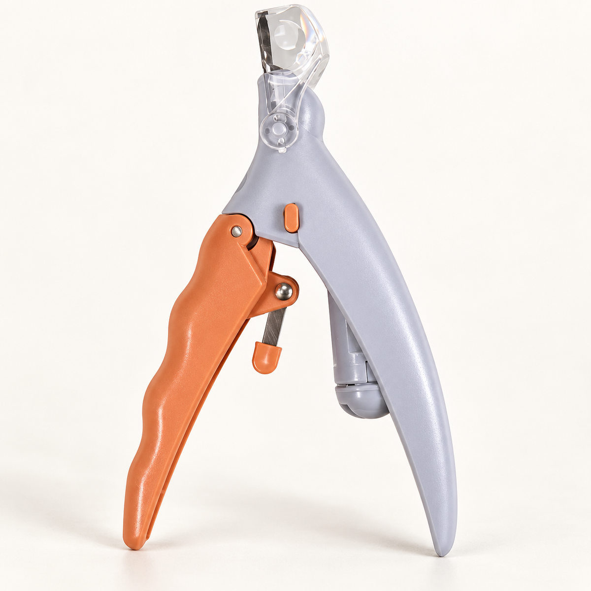 Varenmont grey and orange LED pet nail clipper with clear magnifier